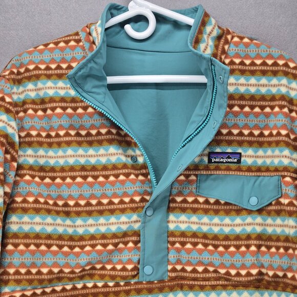 Patagonia Women's Pullover, Reversible Fleece/Windbreaker, Med/Lg, Brown/Aqua - Picture 2 of 8